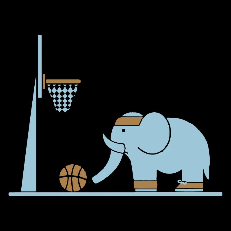 Elephant plays basketball