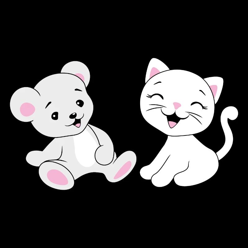 Bébé ours et chaton qui rit