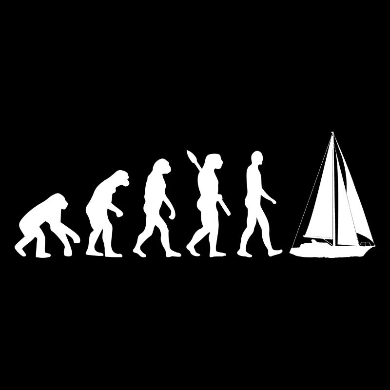 Evolution Graphic Sailboat Captain Sailing Sea Boa