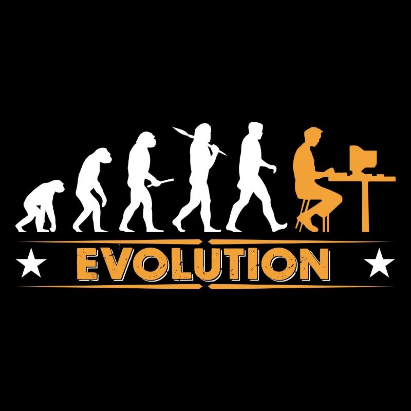 Computer Nerd Evolution - orange/weiss