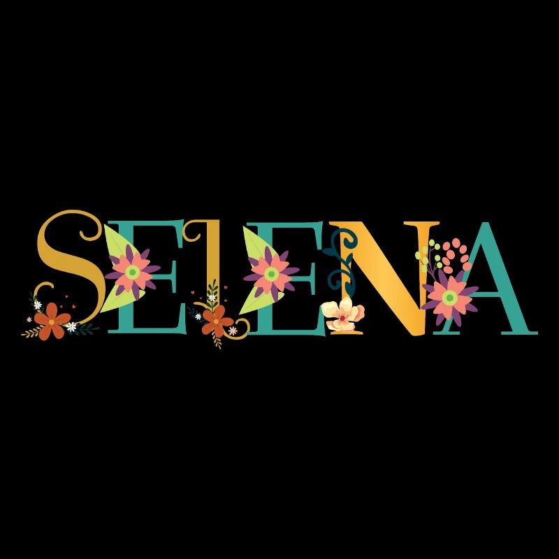 SELENA Namenskunst mit gestickten Blumen