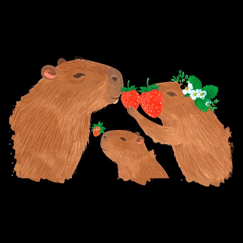 Capybara, capybara, fraises, dessin