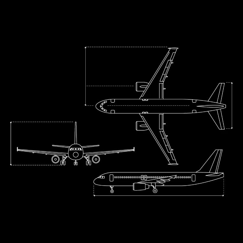 Flugzeug Blaupause technische Zeichnung