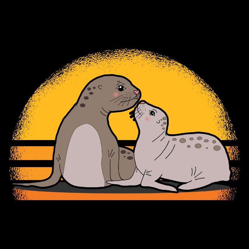 Sceau avec bébé mignon phoques cadeau