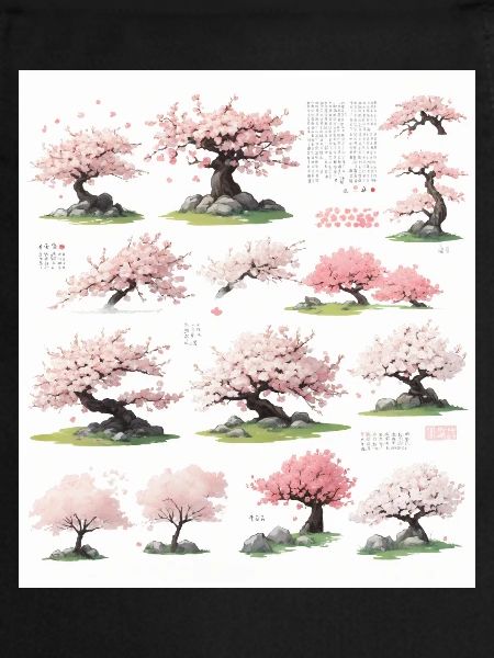 Illustrations of cherry trees