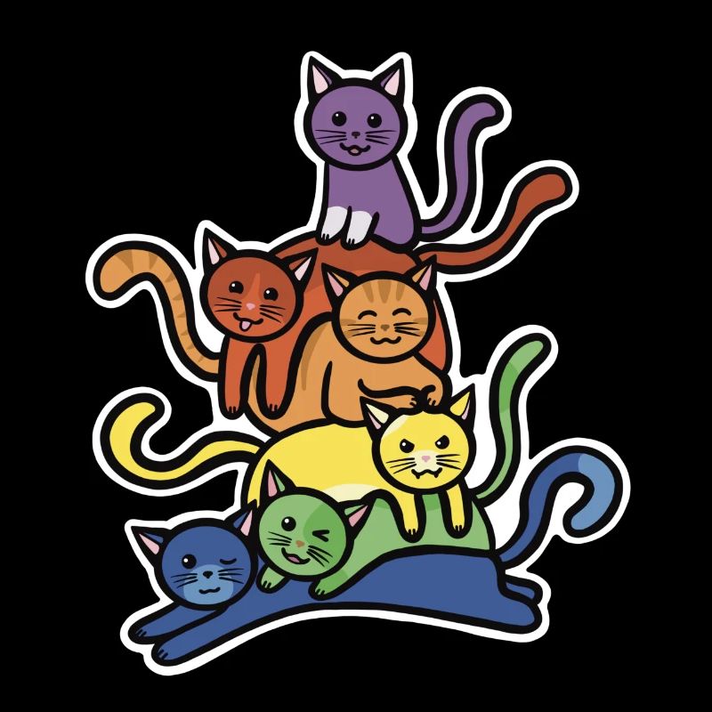Regenbogen Katzen Stapel