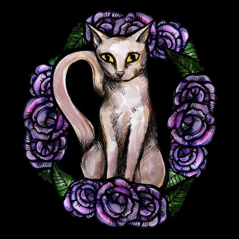 Chat Blanc Purple Rose