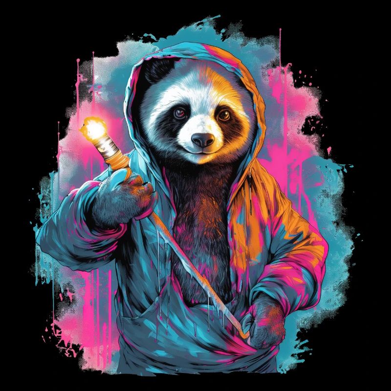 Panda mit Fackel