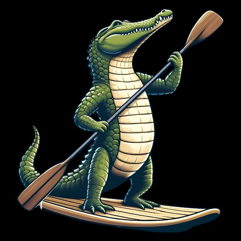 Krokodil auf Stand-up-Paddle