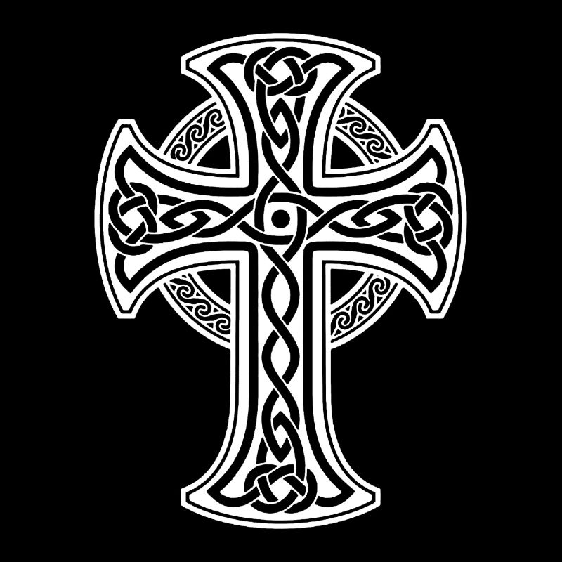White Celtic cross with circular braid
