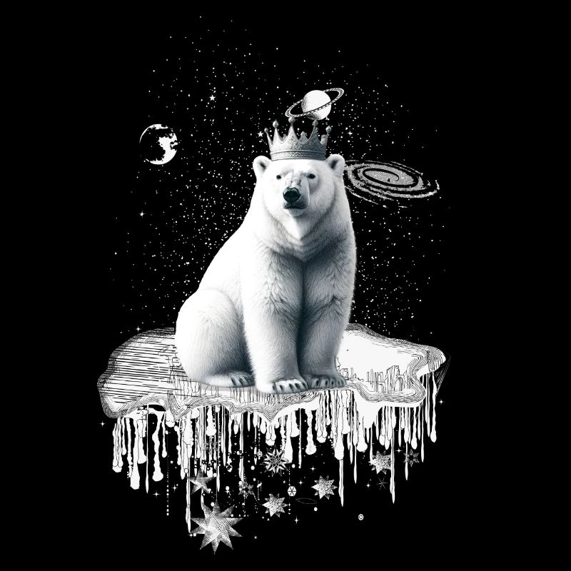 Eisbär mit Krone auf Eisscholle arktische Tierwelt