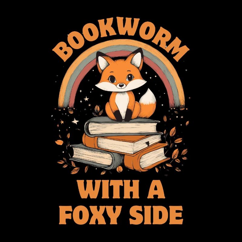 Cute Fox with Books Funny Saying
