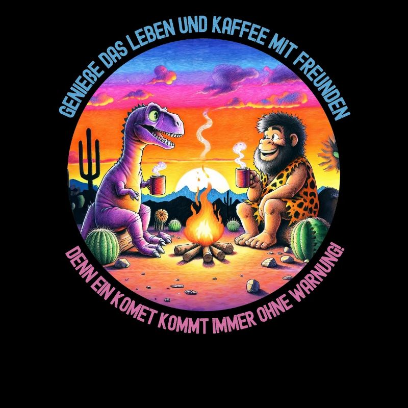 Dinosaur and lion camping