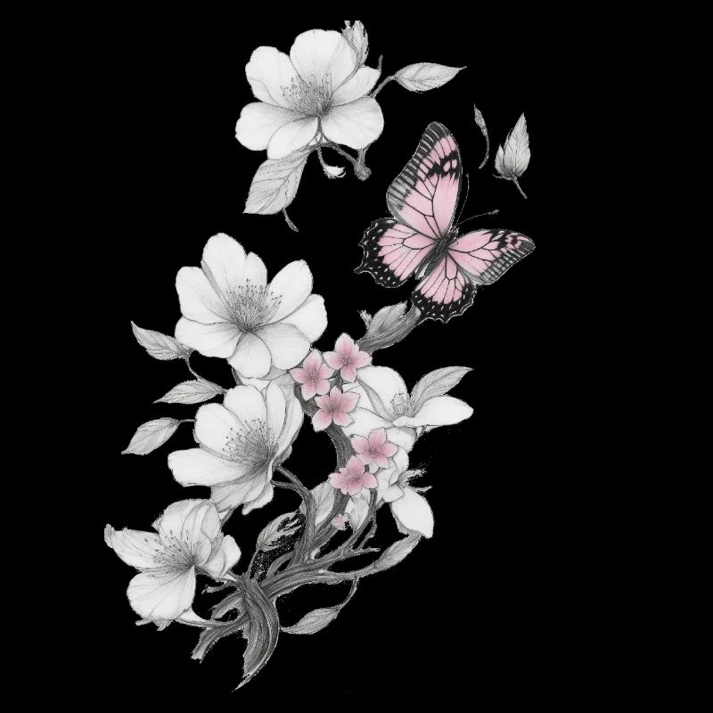 Papillon avec fleur
