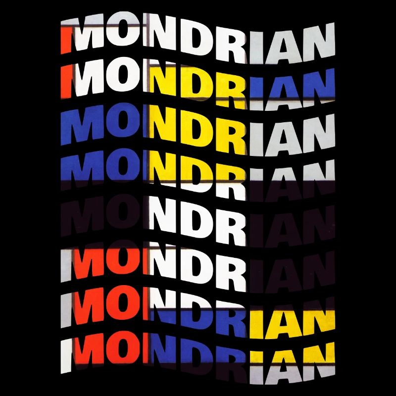 Mondrian wave text effect t-shirt