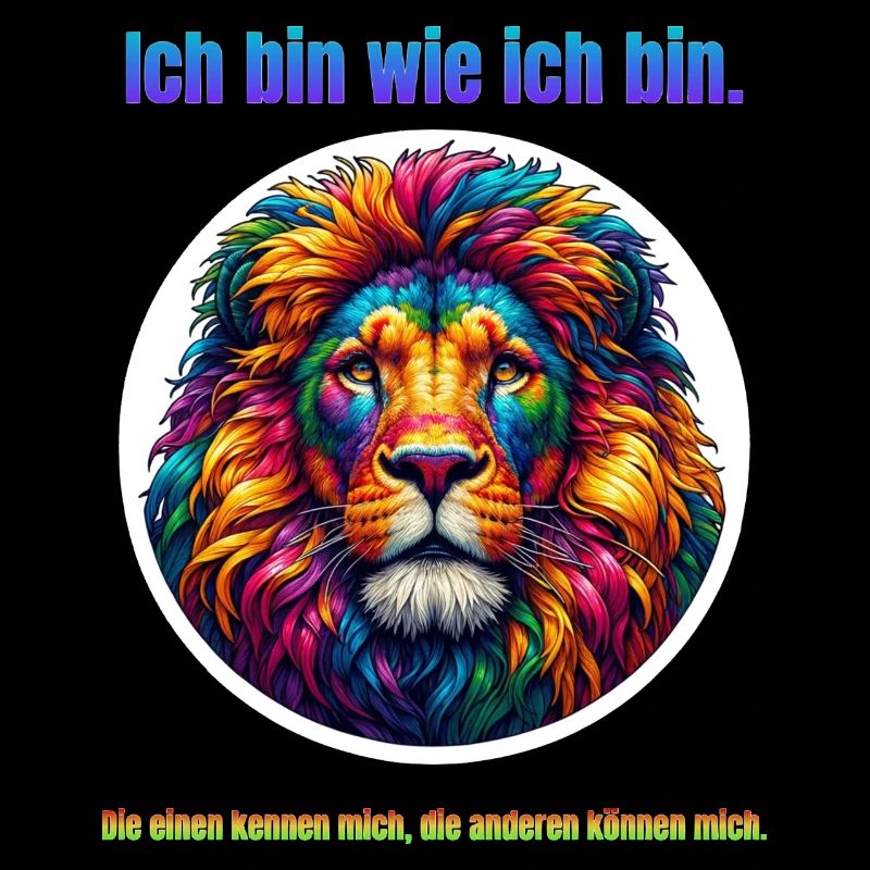 Löwe psychedelisch mit Spruch