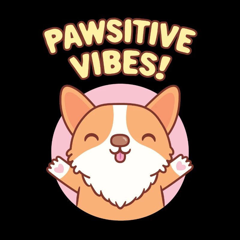 Cute Corgi Pawsitive Vibes Funny
