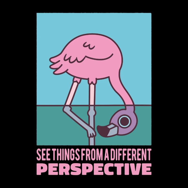 Flamingo sieht die Dinge aus einer anderen Perspektive