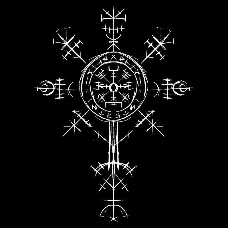 White Viking Compass Valhalla Vegvisir