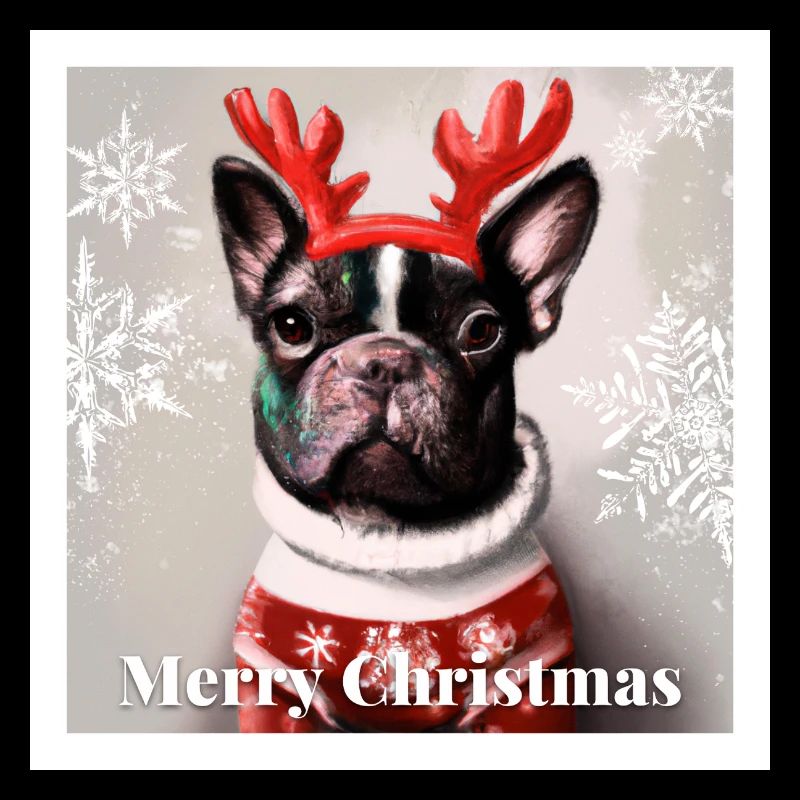 Doux bouledogue heureux Français dans un pull de Noël.