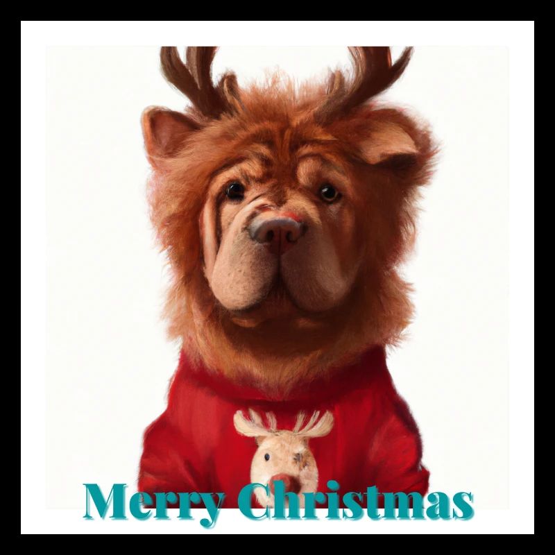 Sweet Chow Chow dans un pull de renne de Noël.