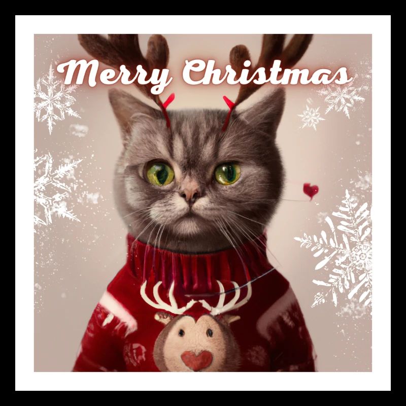 Süße britische Katze im Weihnachtspullover.