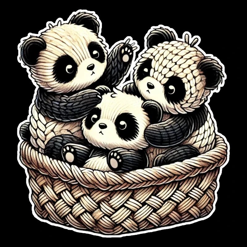 Strick Panda Drillinge