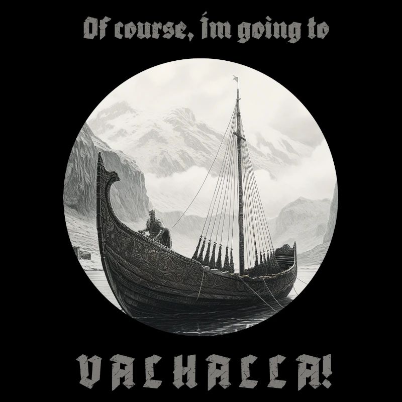 Viking ship sails to Valhalla with inscription