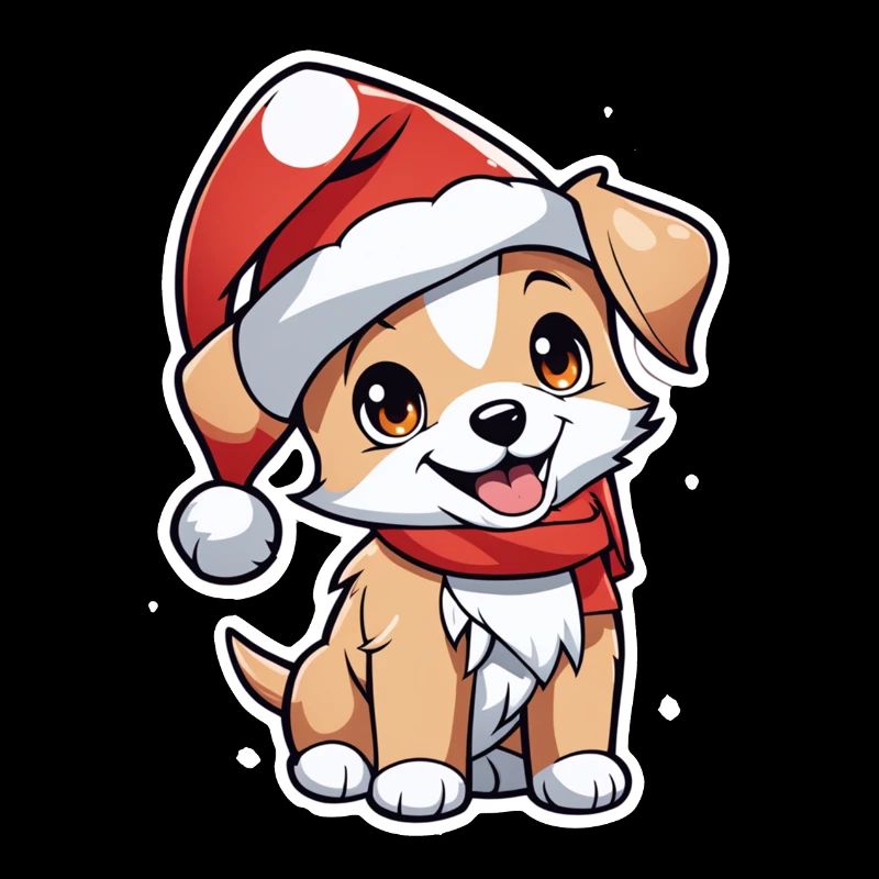 Dog with Christmas Hat