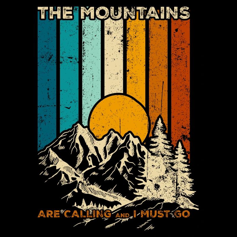 Mountains Calling Retro Sunset