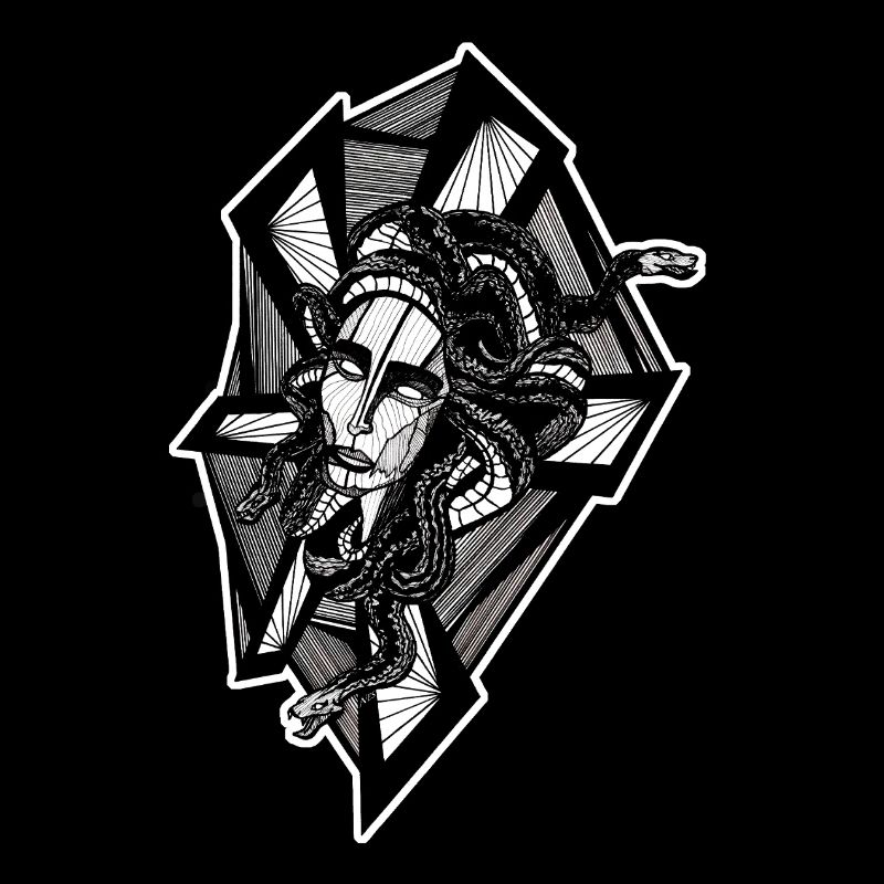 Schwarz-weißes Gorgon-Design Nr. 9