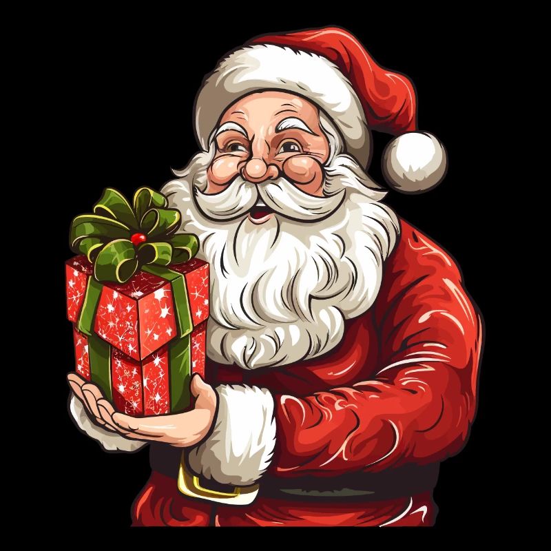 Knuffiger Weihnachtsmann mit Weihnachtsgeschenk