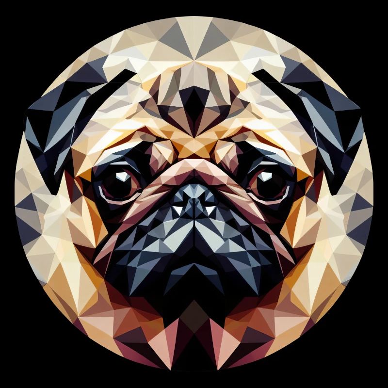 Polygonal Pug Dog Round