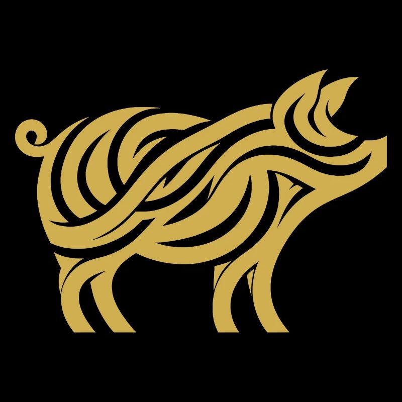 Art animalier minimaliste de silhouette de cochon