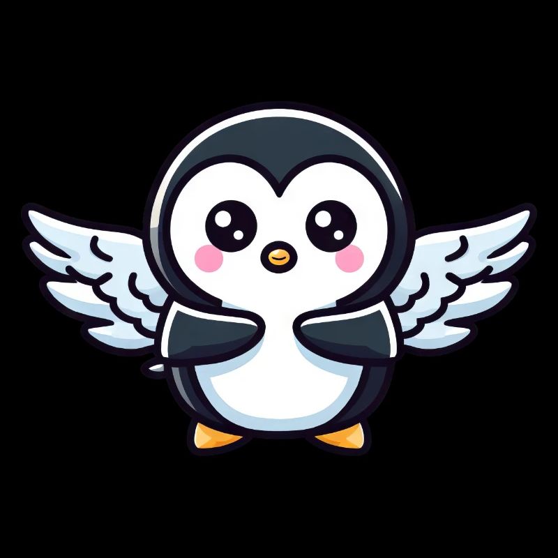 Celestial penguin flapping wings in the freezing cold