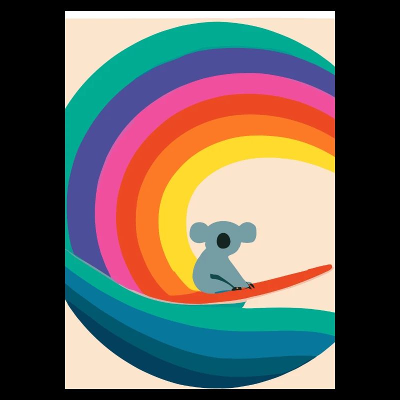 Surfender Regenbogen-Koala