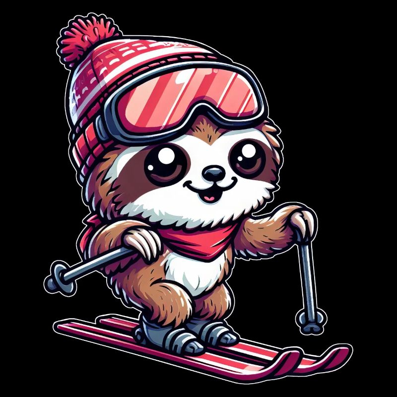Sloth Skier Winter Vacation Fun