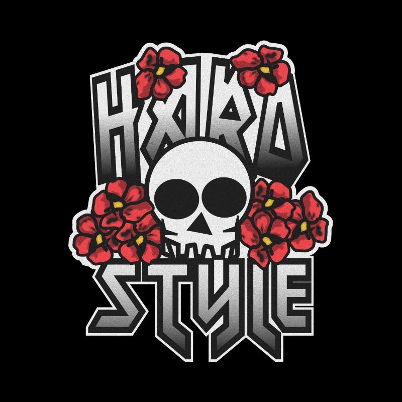 Crâne HARD STYLE incrusté dans les fleurs