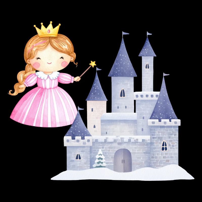 Princesse devant le château de neige