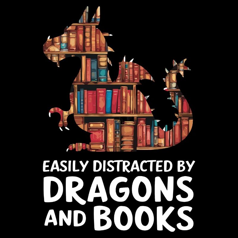 Fantasy Dragon and Book Lover
