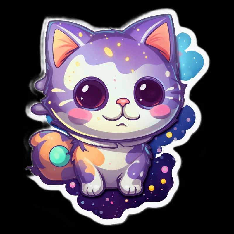 Mignon chat de dessin animé flottant dans l’espace