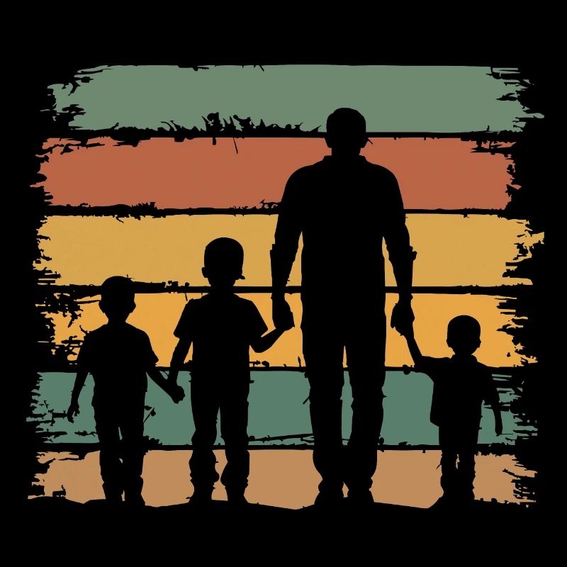 Father's Day father with three sons retro vintage