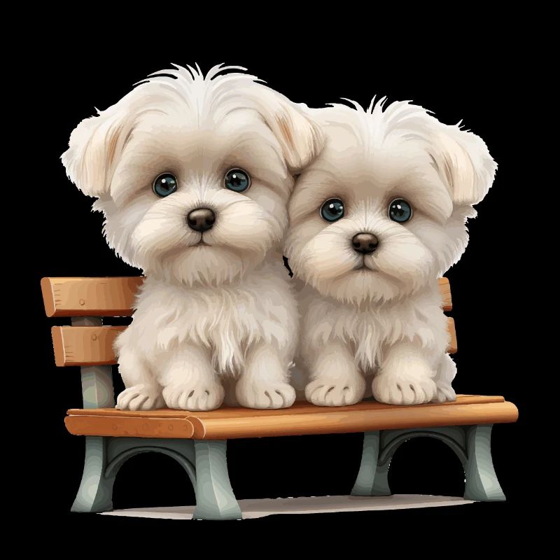 2 Maltese on bench gift