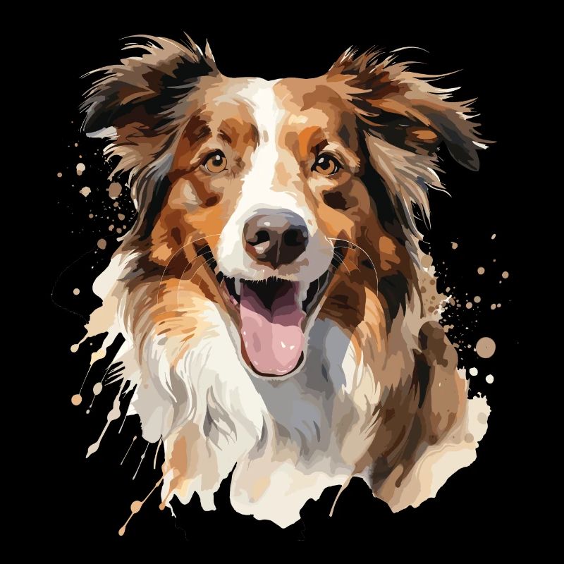 Ein australischer Schäferhund mit Aquarell