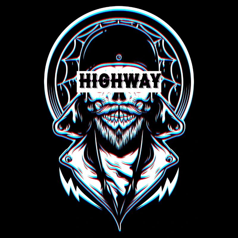 Aesthetic Biker Highway Glitch Design