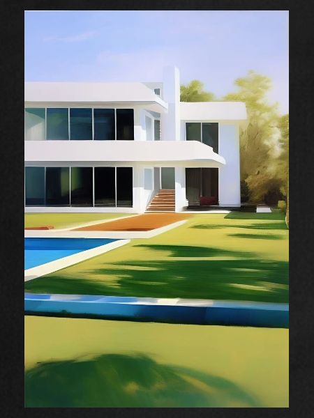 White villa with pool