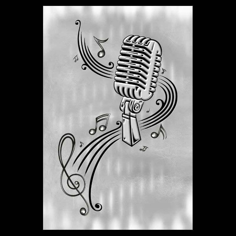 Microphone rétro avec micro en partition argent