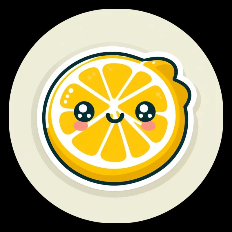 Yellow lemon slice with face