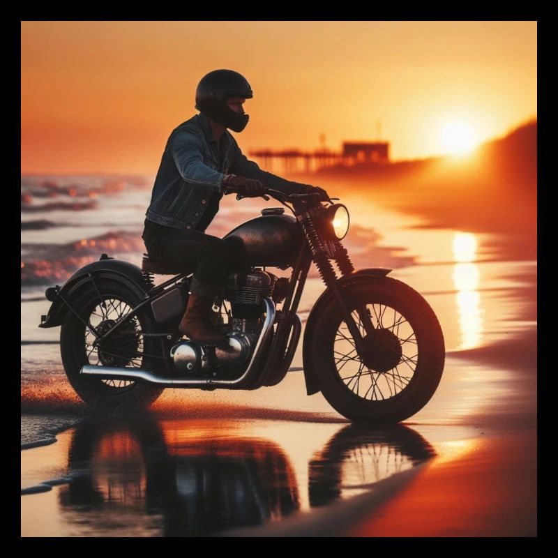 Motorcycle Old Sunset 1