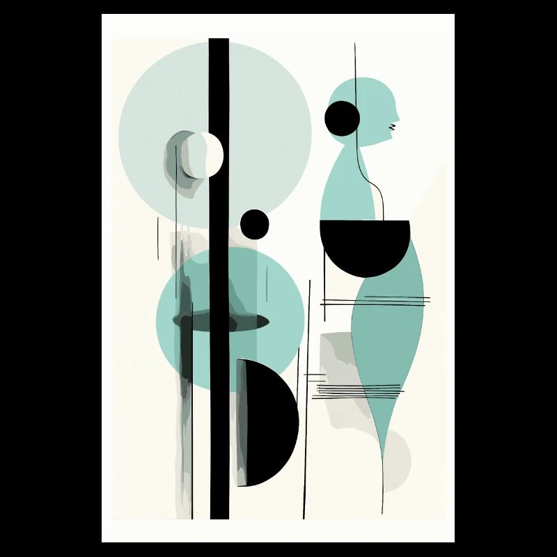 Abstract Geometry in Teal Black